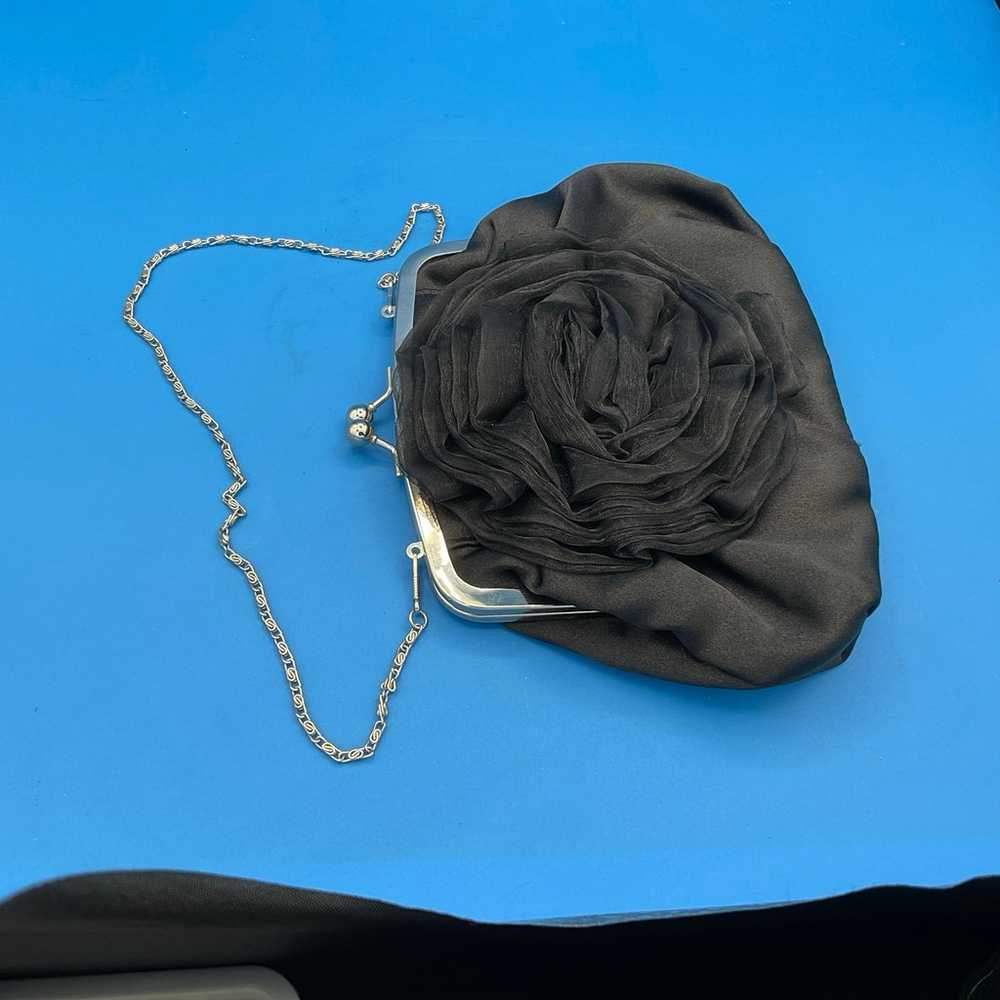 Vintage Bijoux Terner Black Evening Bag- Silver H… - image 2