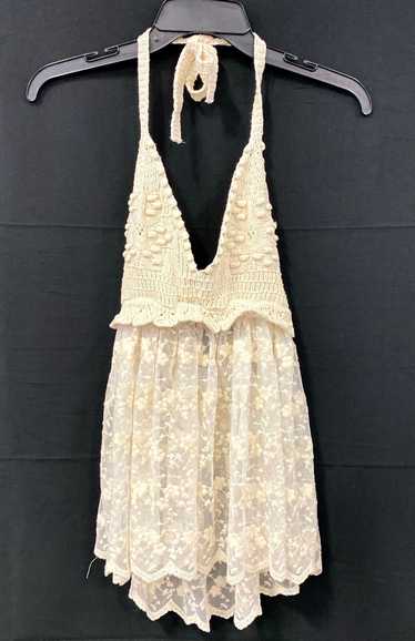 NWT Zara Womens Ivory Floral Sleeveless Halter Nec