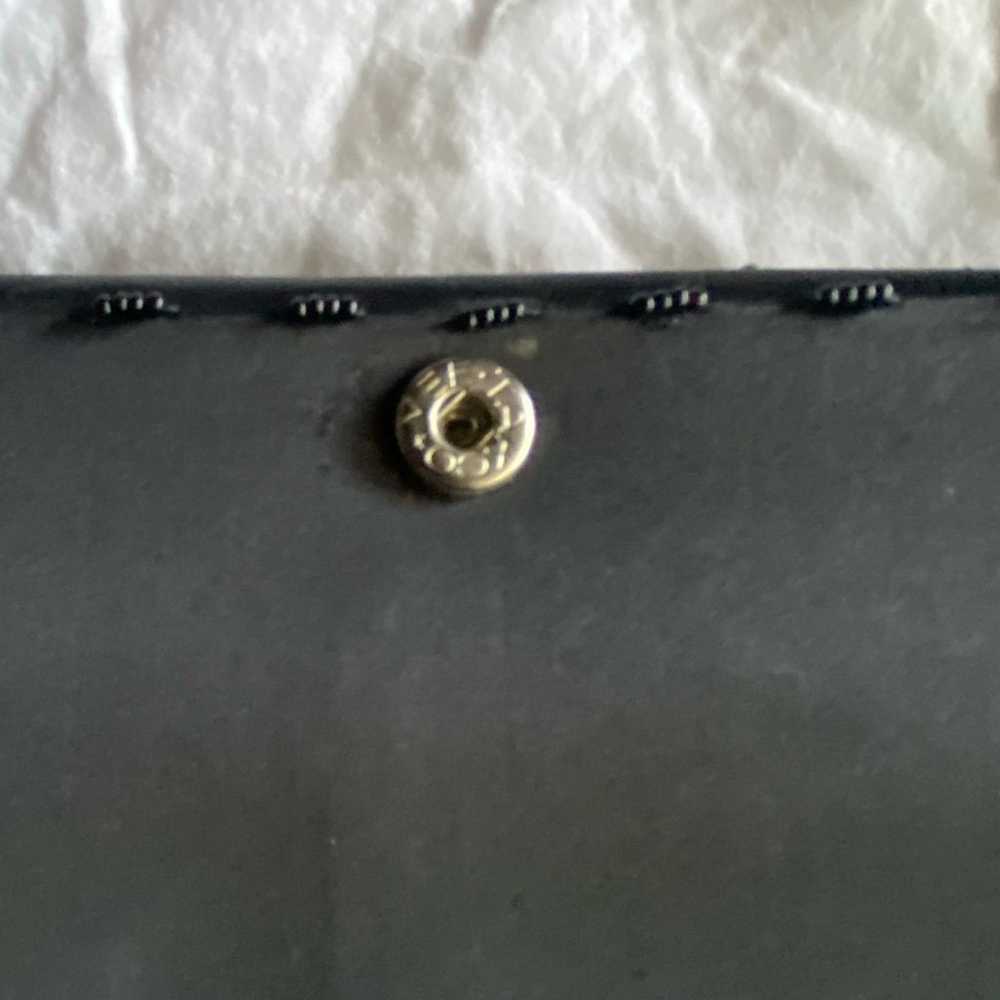 Small antique black satin beaded handbag - image 5