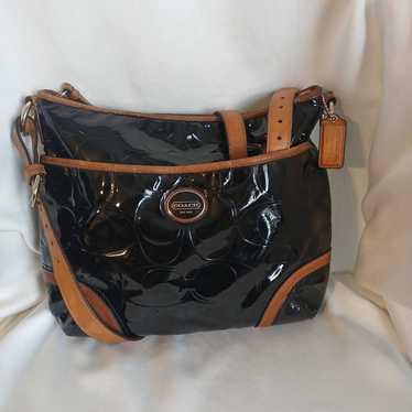 Coach Peyton Shoulder Purse Black Patent Leather … - image 1