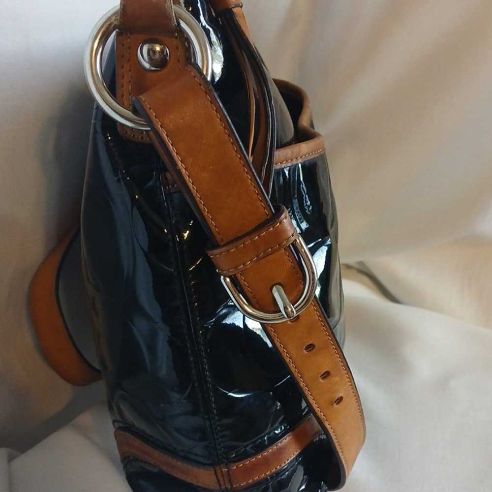 Coach Peyton Shoulder Purse Black Patent Leather … - image 3