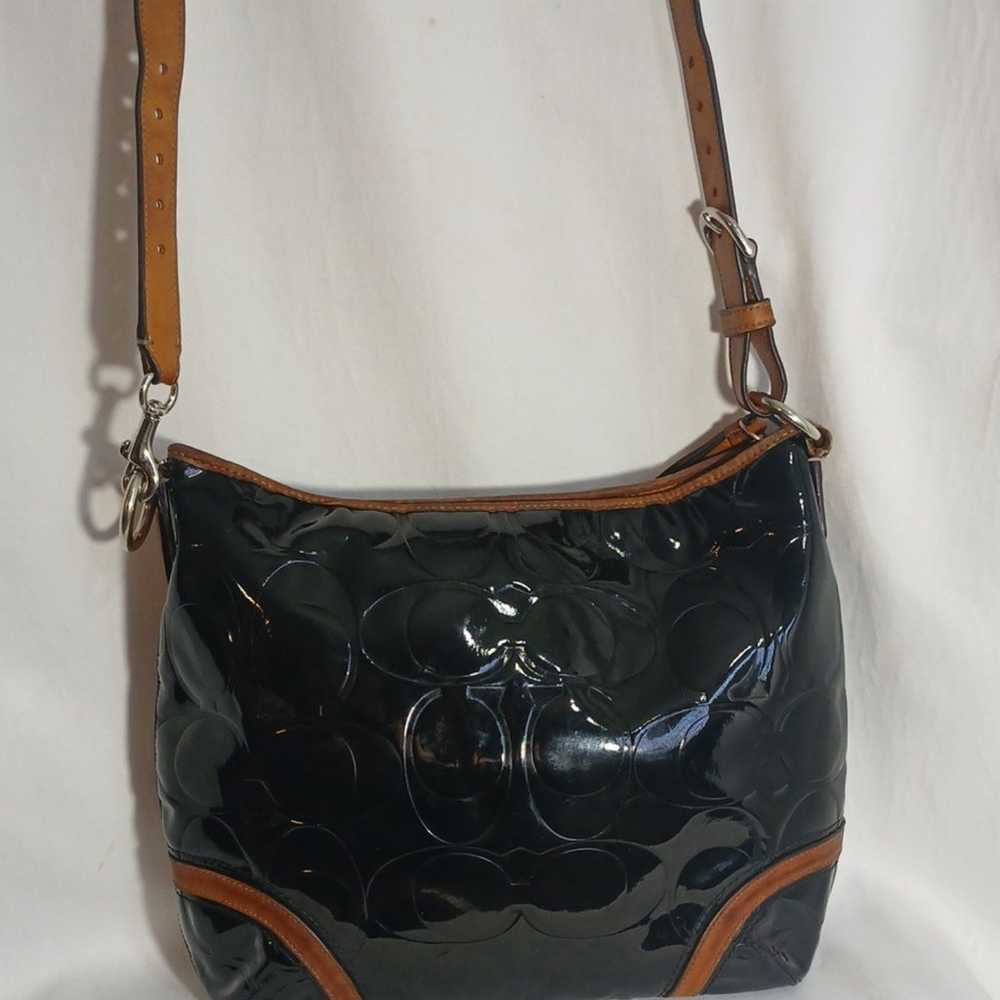 Coach Peyton Shoulder Purse Black Patent Leather … - image 4