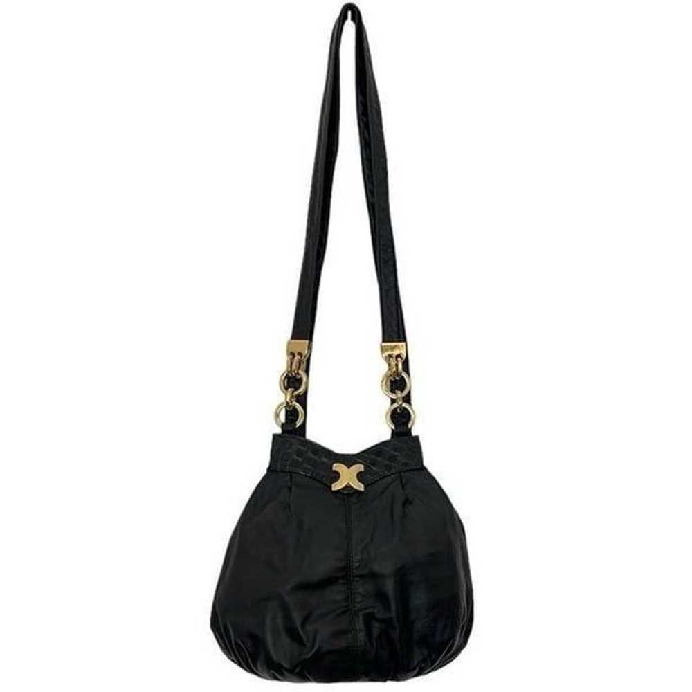 Dawli Vintage Black Leather Bag Slouchy Bucket Go… - image 12