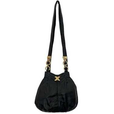 Dawli Vintage Black Leather Bag Slouchy Bucket Go… - image 1