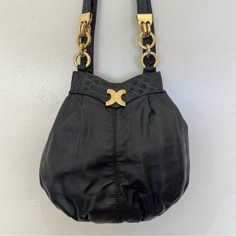 Dawli Vintage Black Leather Bag Slouchy Bucket Go… - image 2