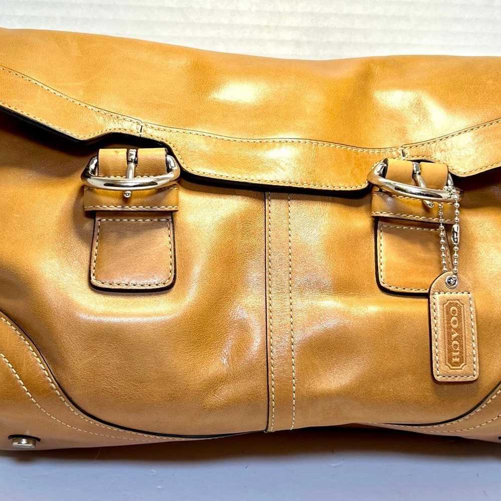 Vintage Coach Hampton Camel Leather Flap Satchel … - image 2