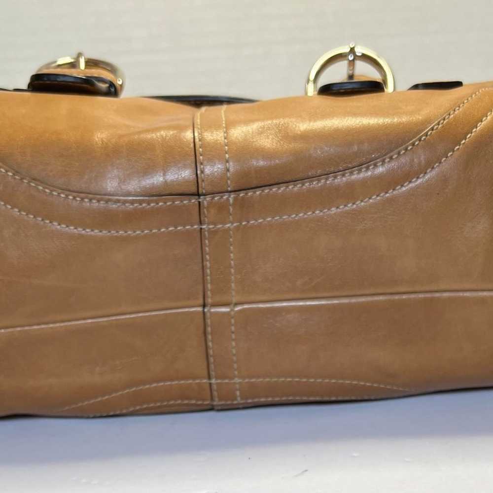 Vintage Coach Hampton Camel Leather Flap Satchel … - image 5