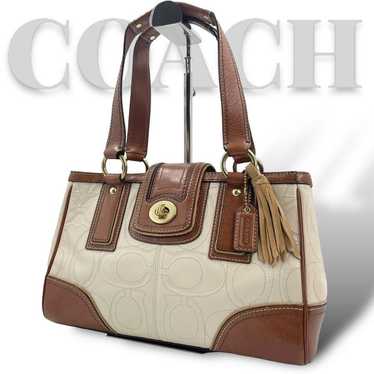 Mint condition Coach handbag, turn-lock, leather, 