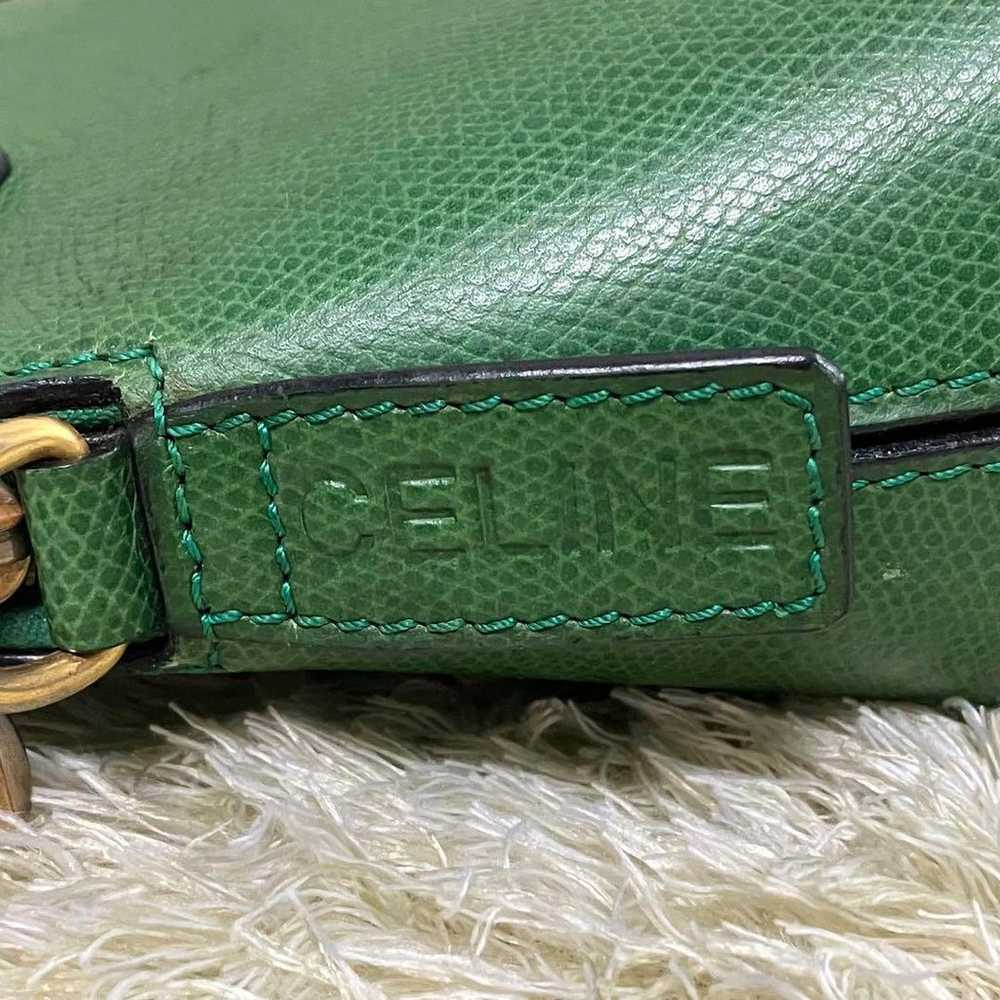 【Rare】Celine 90s Handbag 2 Way Green Leather Shou… - image 7