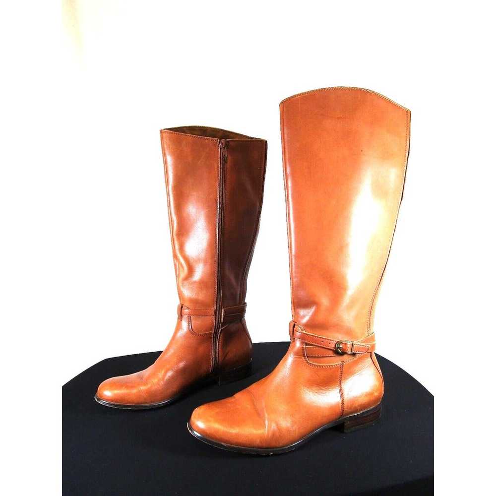 Corso Como Cognac Brown Leather Zip Knee High Rid… - image 1