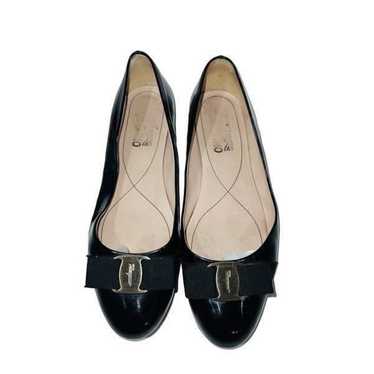 Salvatore Ferragamo Vara Bow Accent Black Patent … - image 1