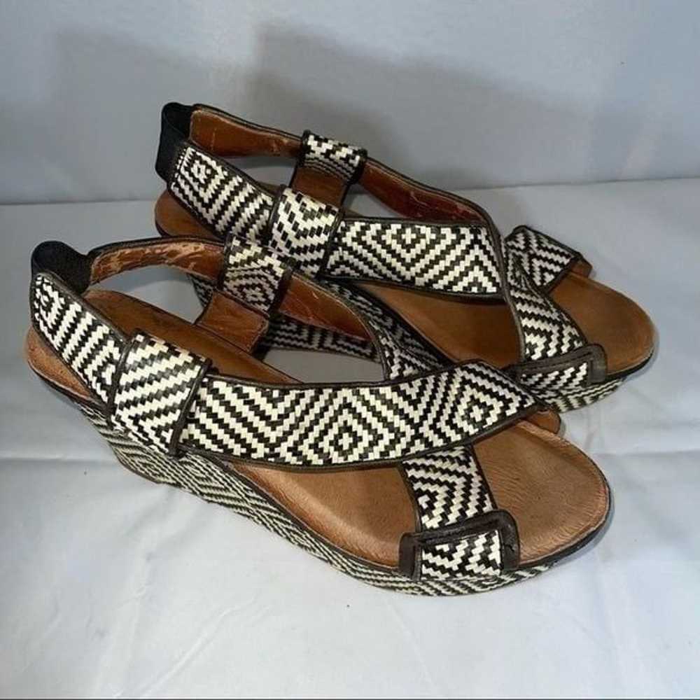 Lucky Brand Vintage Boho Leather Wedges Size 9.5 - image 3