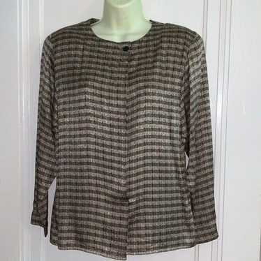 Vtg 80s Anne Klein 2 black/tan  blouse - image 1