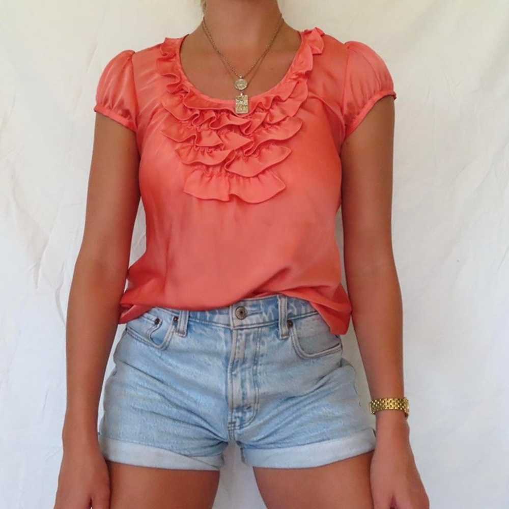 SUNNY LEIGH CORAL PINK BLOUSE TOP WOMENS VINTAGE … - image 2