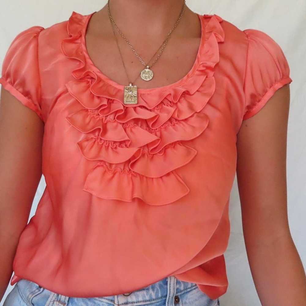 SUNNY LEIGH CORAL PINK BLOUSE TOP WOMENS VINTAGE … - image 4