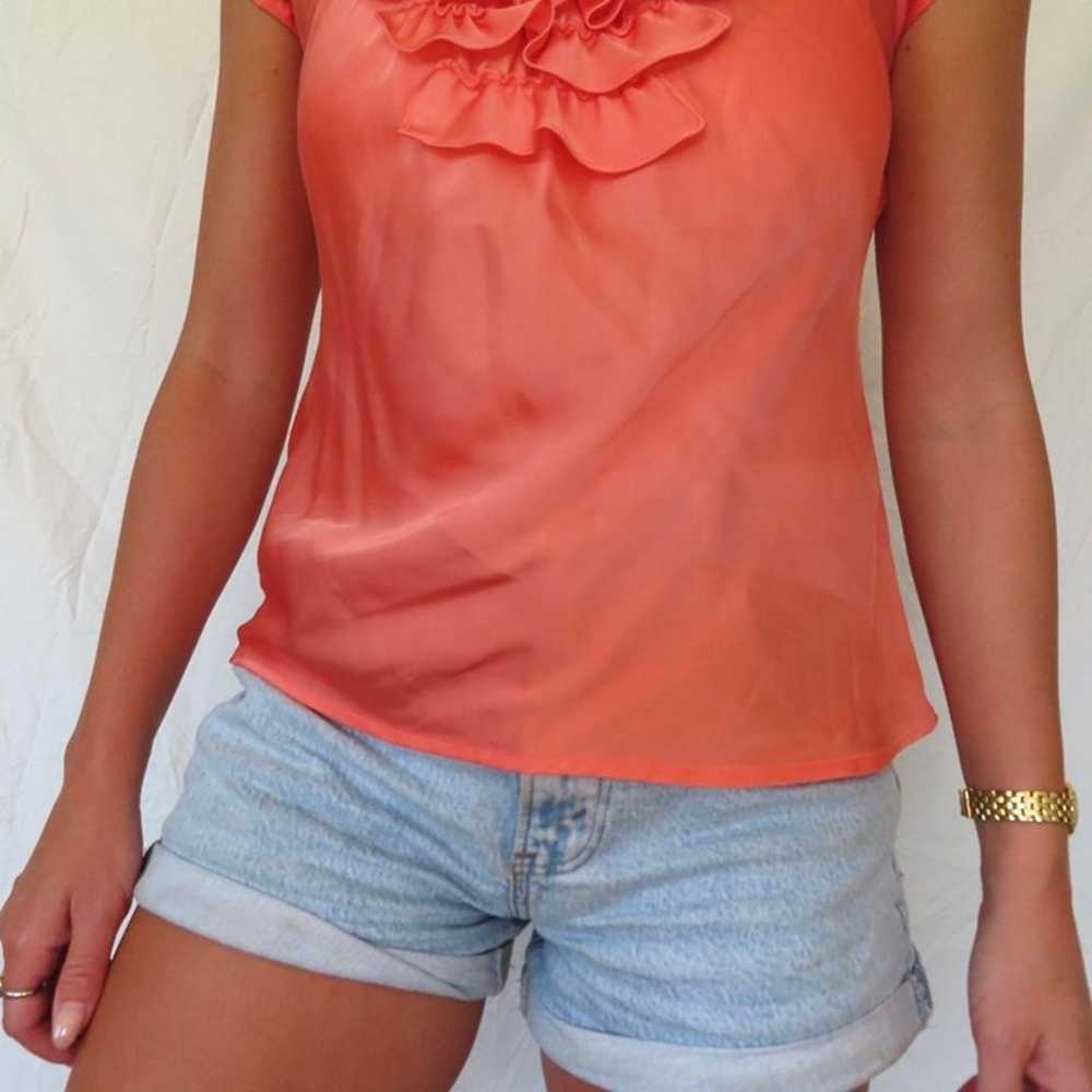 SUNNY LEIGH CORAL PINK BLOUSE TOP WOMENS VINTAGE … - image 5