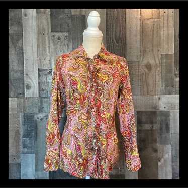 Sundance long sleeve top medium boho floral paisl… - image 1