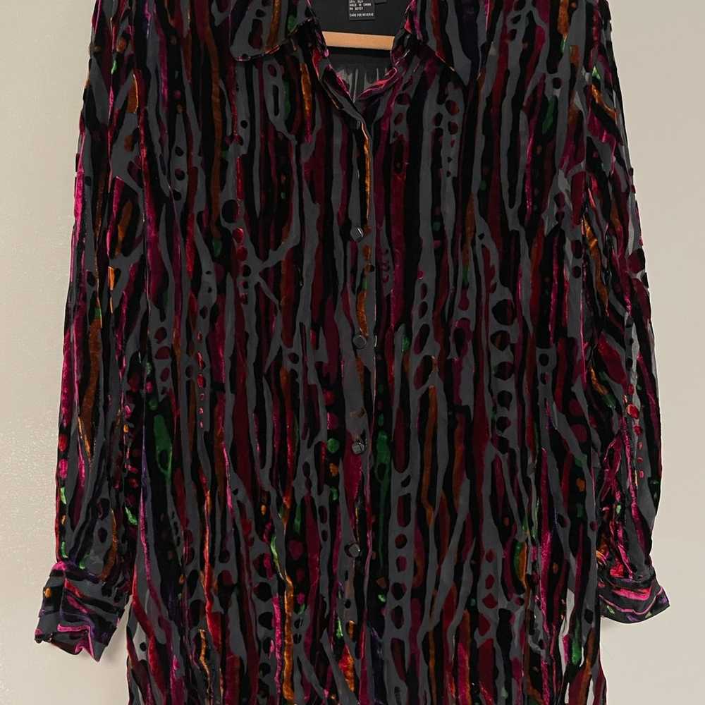 Vintage Bob Mackie Wearable Art Silk Velvety Blou… - image 1