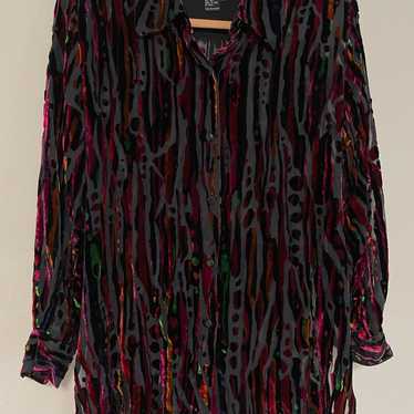 Vintage Bob Mackie Wearable Art Silk Velvety Blou… - image 1