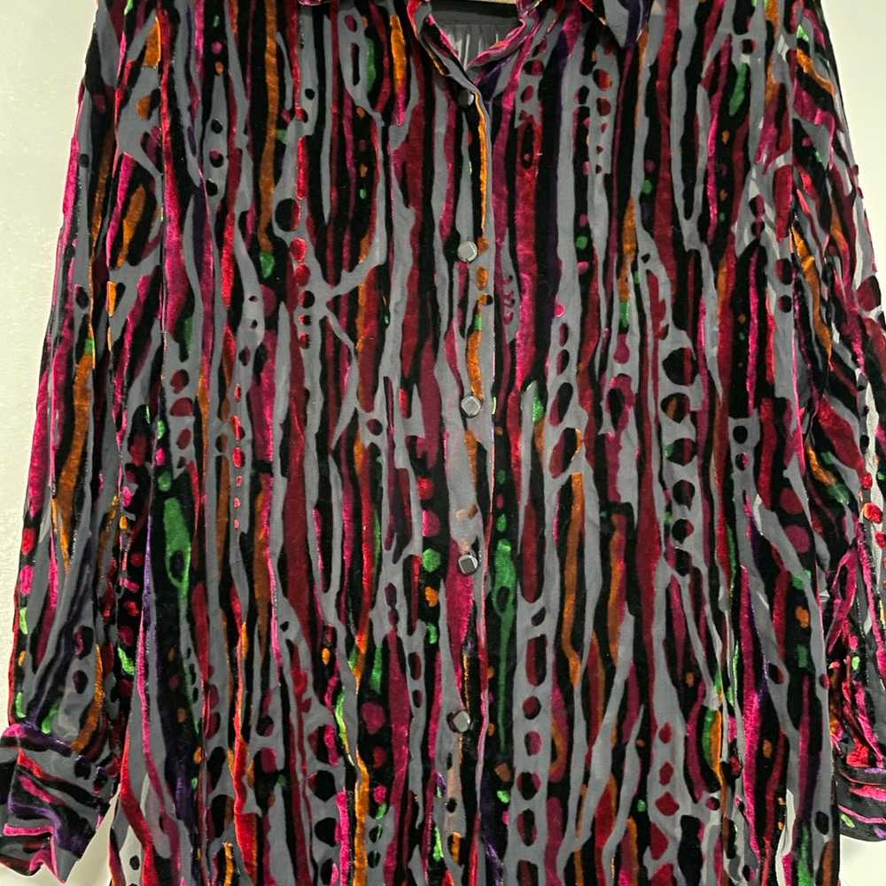 Vintage Bob Mackie Wearable Art Silk Velvety Blou… - image 2