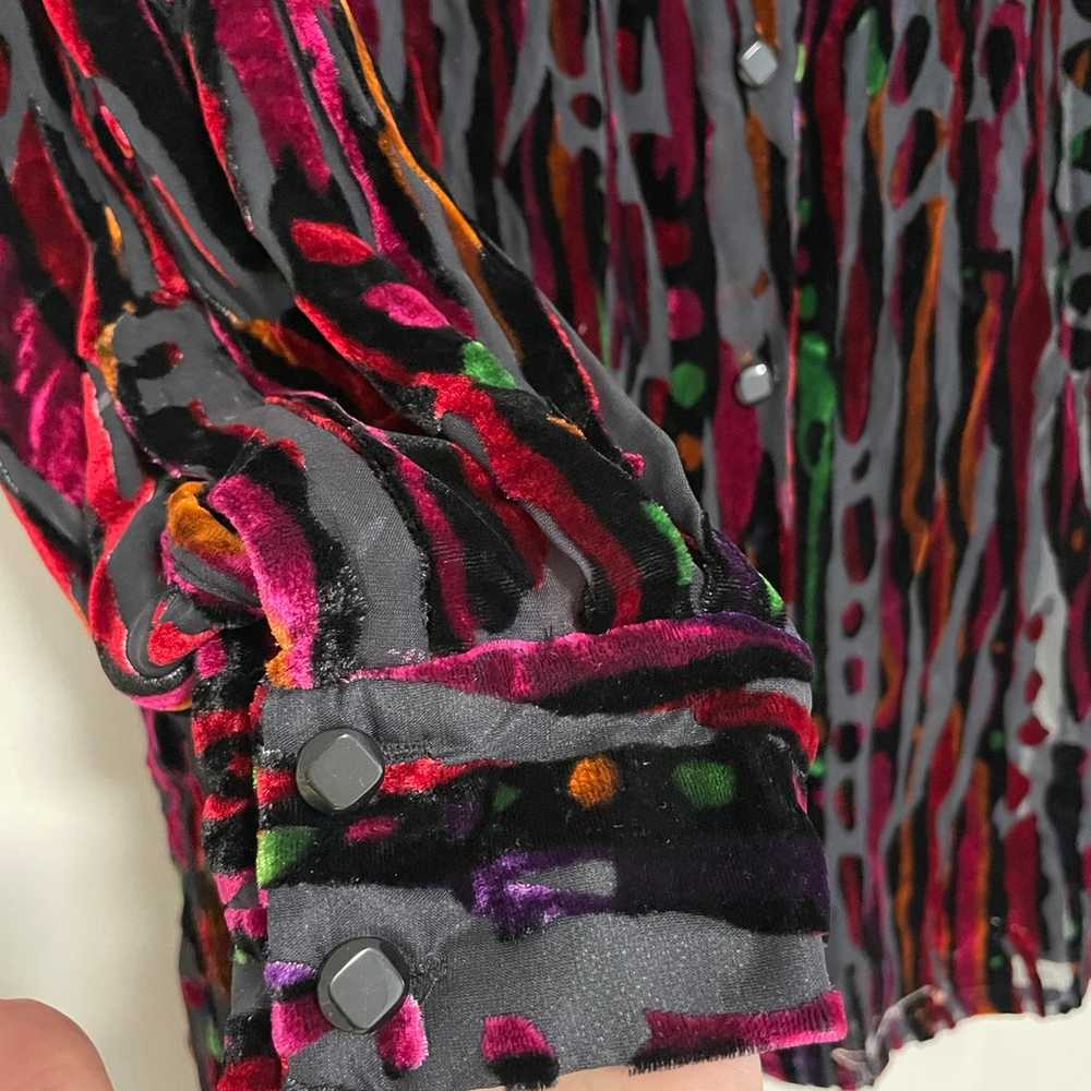 Vintage Bob Mackie Wearable Art Silk Velvety Blou… - image 3