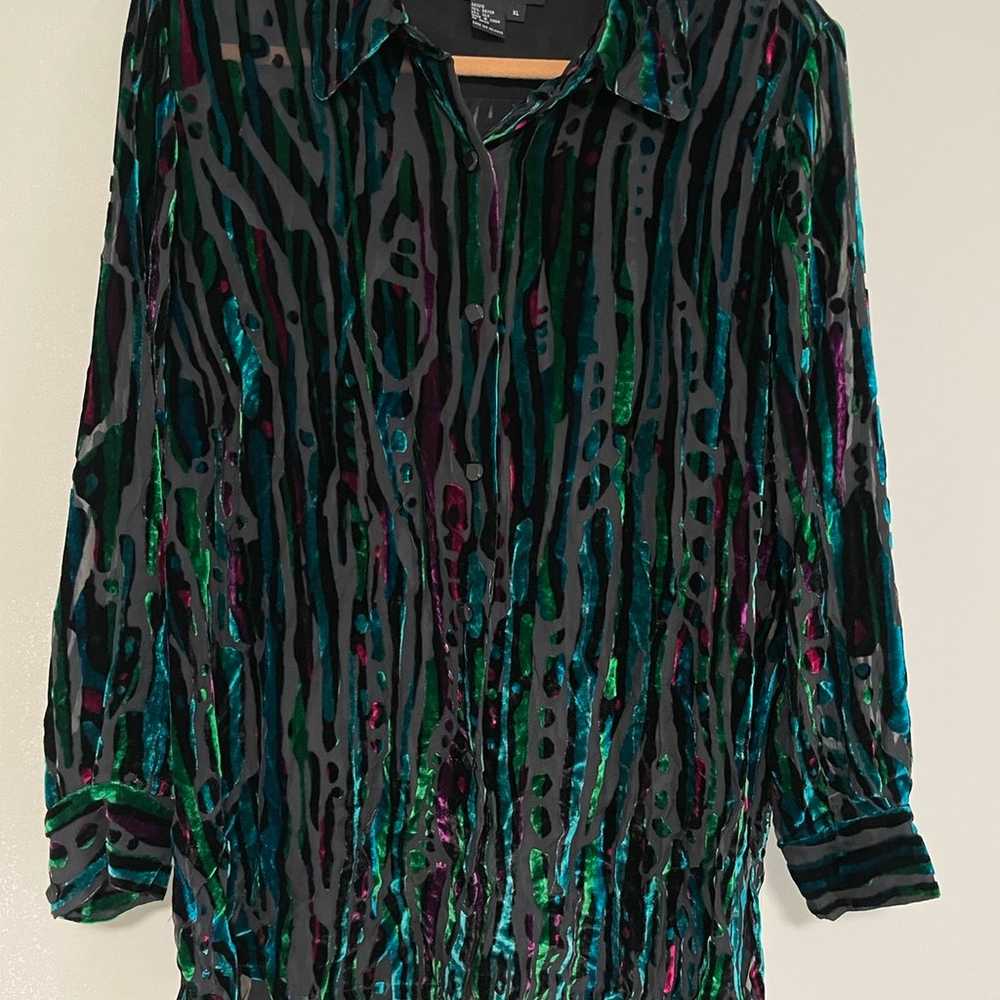 Vintage Bob Mackie Wearable Art Silk Velvety Blou… - image 1