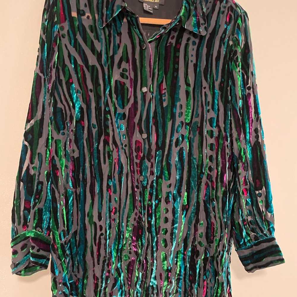 Vintage Bob Mackie Wearable Art Silk Velvety Blou… - image 2