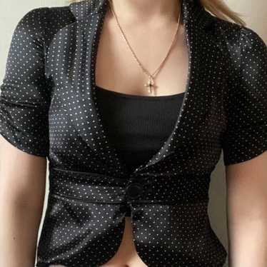 Y2K vintage top blazer polka dot cute jacket work… - image 1