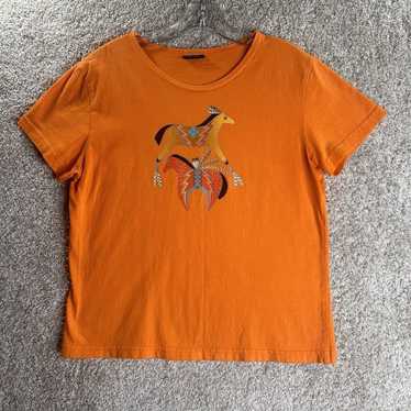 Vintage Sabaku Top Short Sleeve Horses Size Small… - image 1