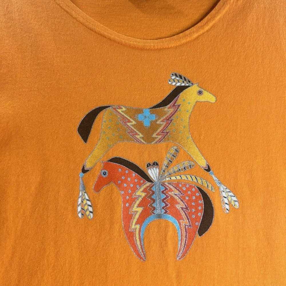 Vintage Sabaku Top Short Sleeve Horses Size Small… - image 4