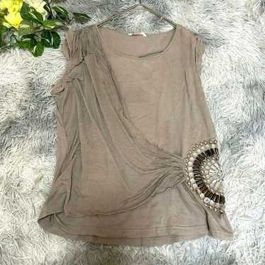 【S&B】Bead-embellished Sleeveless Shirt Size S Gray - image 1