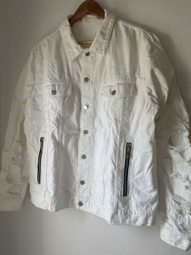 Balmain Balmain White Distressed Denim Jacket - image 1