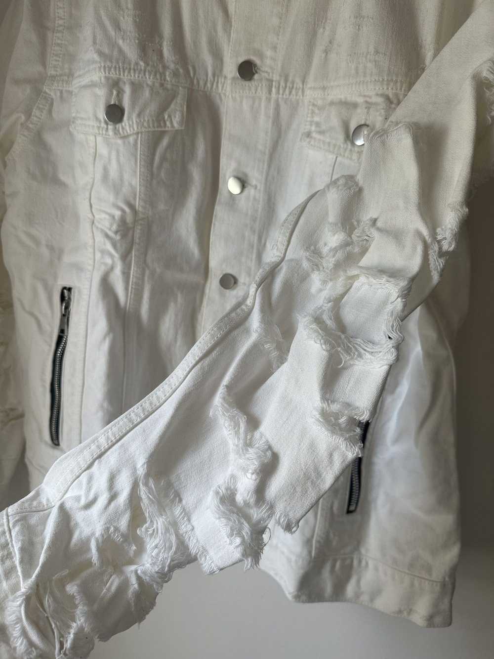 Balmain Balmain White Distressed Denim Jacket - image 4