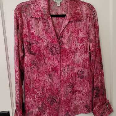 Austin Reed Silk Button Up Shirt Pink Rose  Retro… - image 1