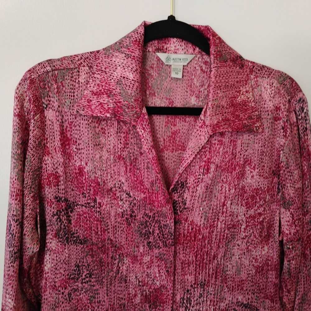 Austin Reed Silk Button Up Shirt Pink Rose  Retro… - image 2