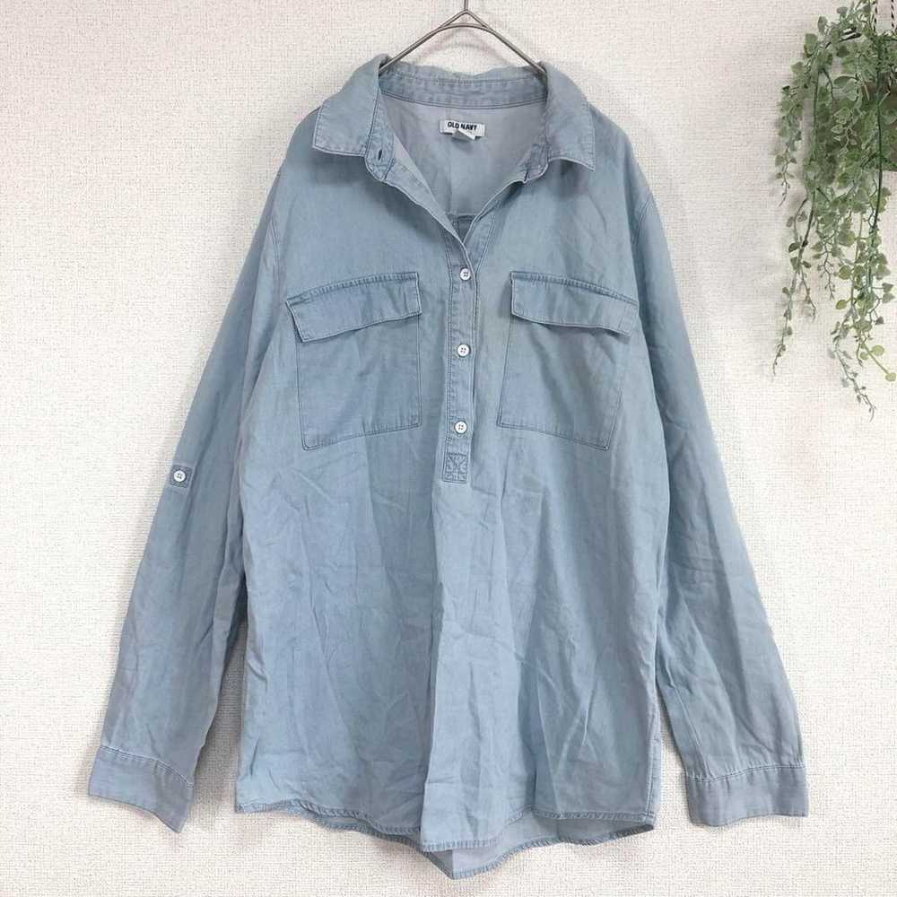 Old Navy long-sleeve denim shirt plain simple den… - image 1