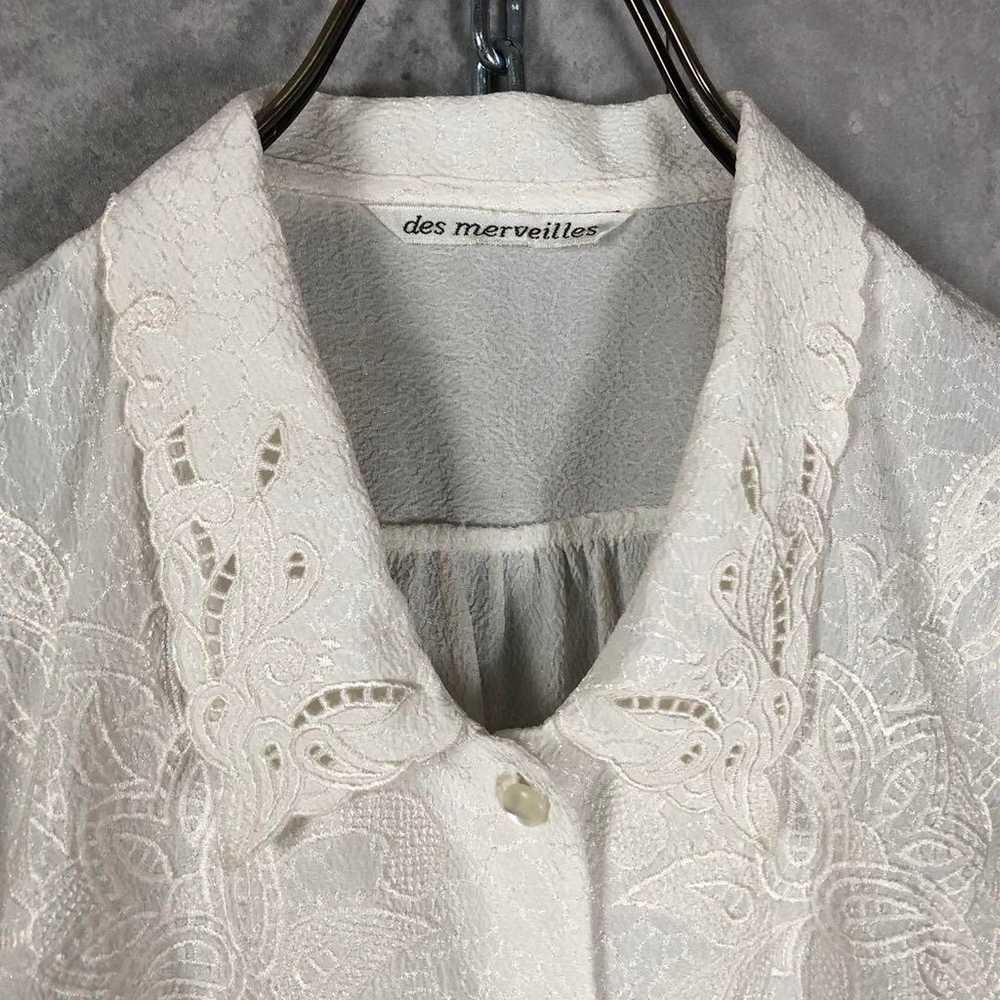 Showa retro pattern embroidered shirt blouse, lon… - image 4