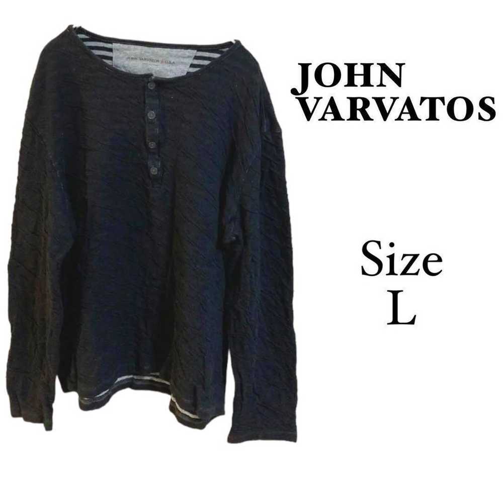 20a441 john varvatos Vintage Shirt [L] Black Cott… - image 1