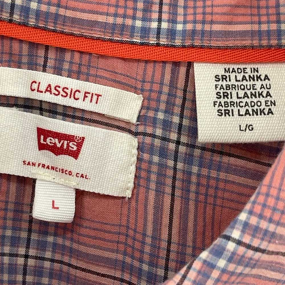 Levis Classic Fit Plaid Button Up Pink Short Slee… - image 3