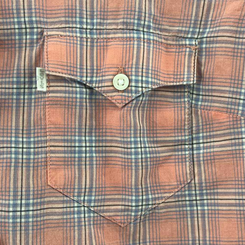 Levis Classic Fit Plaid Button Up Pink Short Slee… - image 4