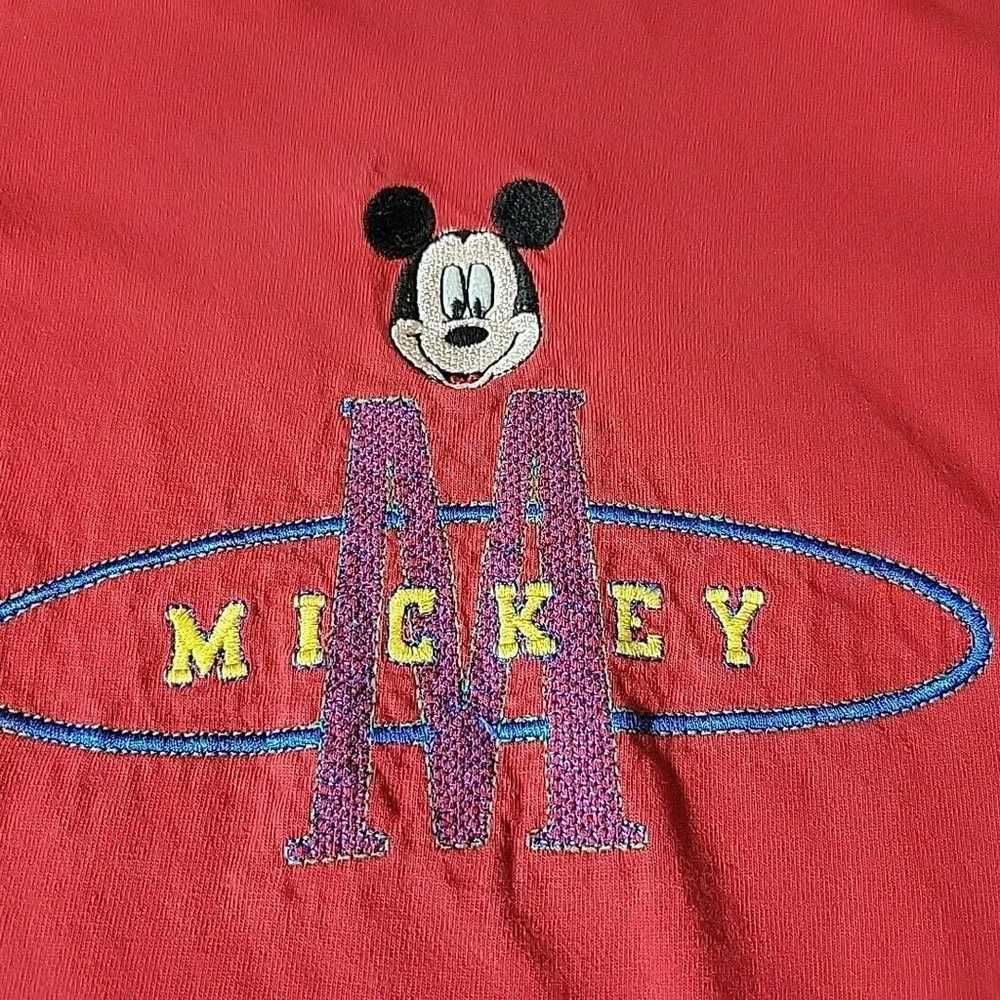 Vintage Unlimited Embroidered Mickey Red T Shirt … - image 7