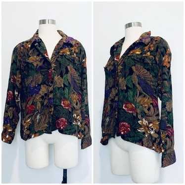 Vintage VTG OBR Brown Peacock Bird Floral Brown Bu