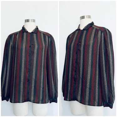 Vintage Haberdashary Stripe Button Down Blouse Sh… - image 1