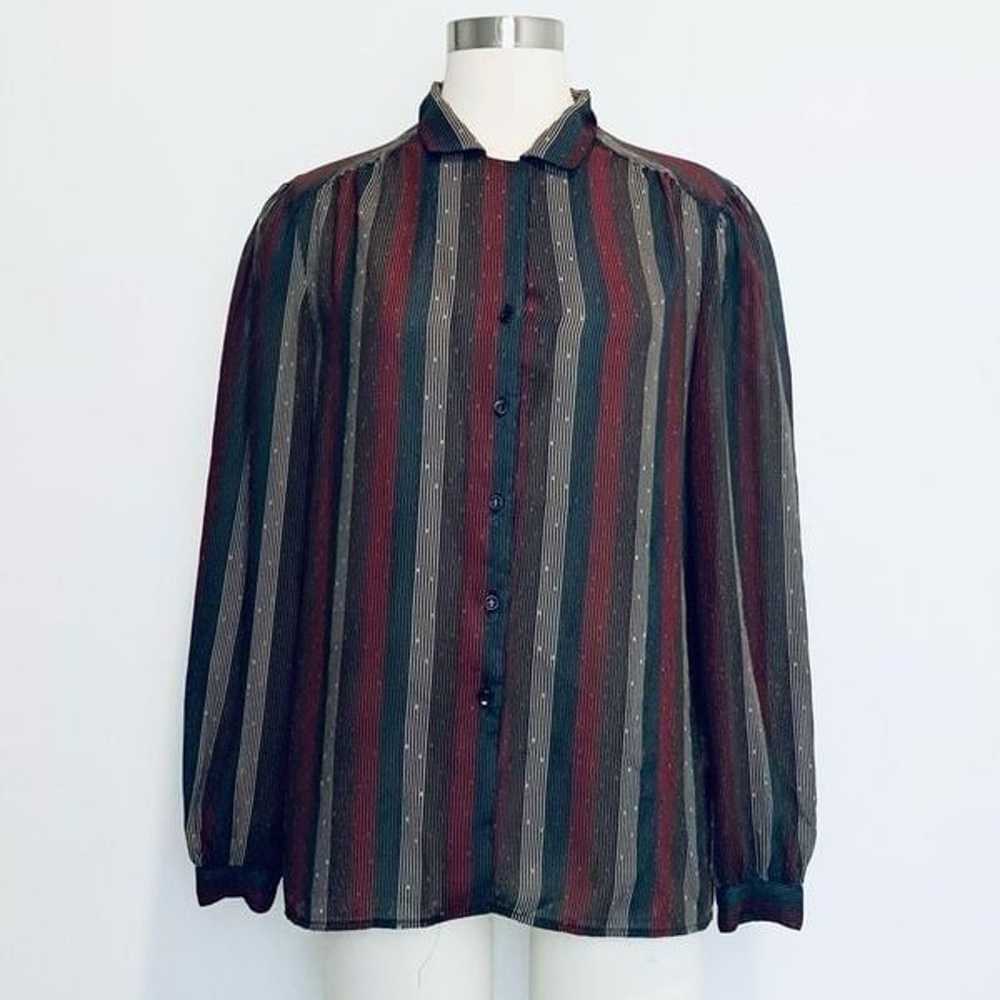 Vintage Haberdashary Stripe Button Down Blouse Sh… - image 2