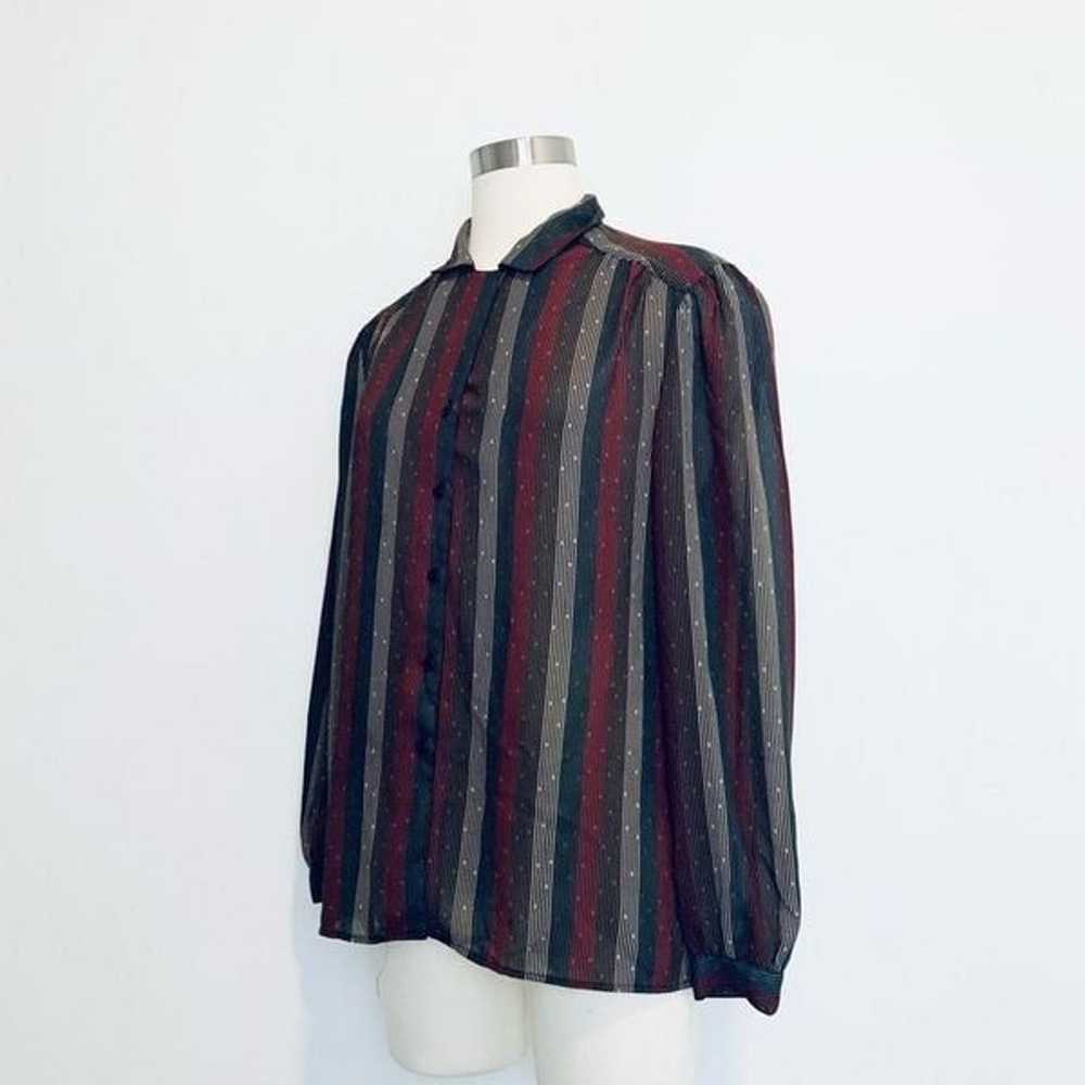 Vintage Haberdashary Stripe Button Down Blouse Sh… - image 3