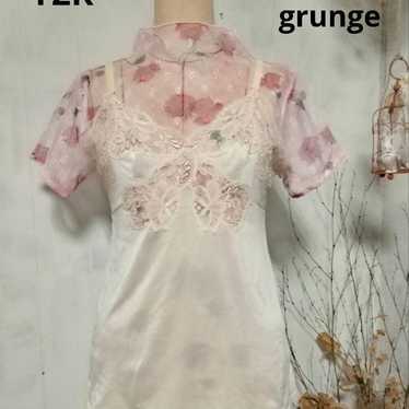 y2k Fairy Grunge Mesh Rose Top and Lingerie Camis… - image 1