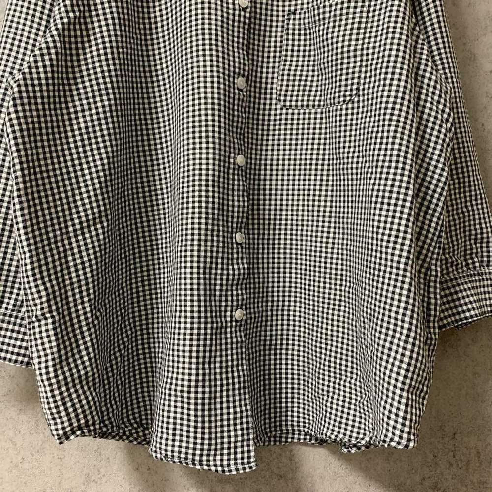 1011 Schuleau Thin Blouse Black and White Gingham… - image 5