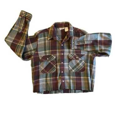 Vintage Five Brother Heavy Plaid Flannel Cropped … - image 1