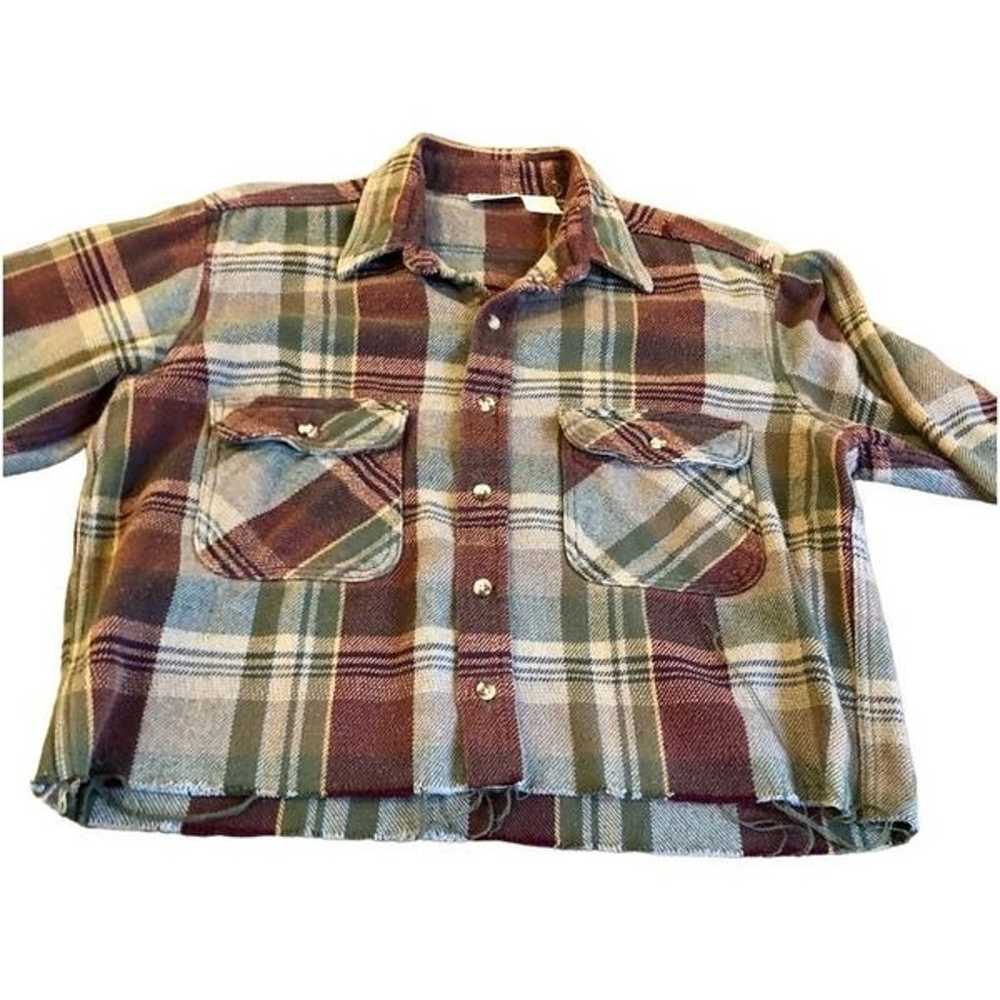 Vintage Five Brother Heavy Plaid Flannel Cropped … - image 3