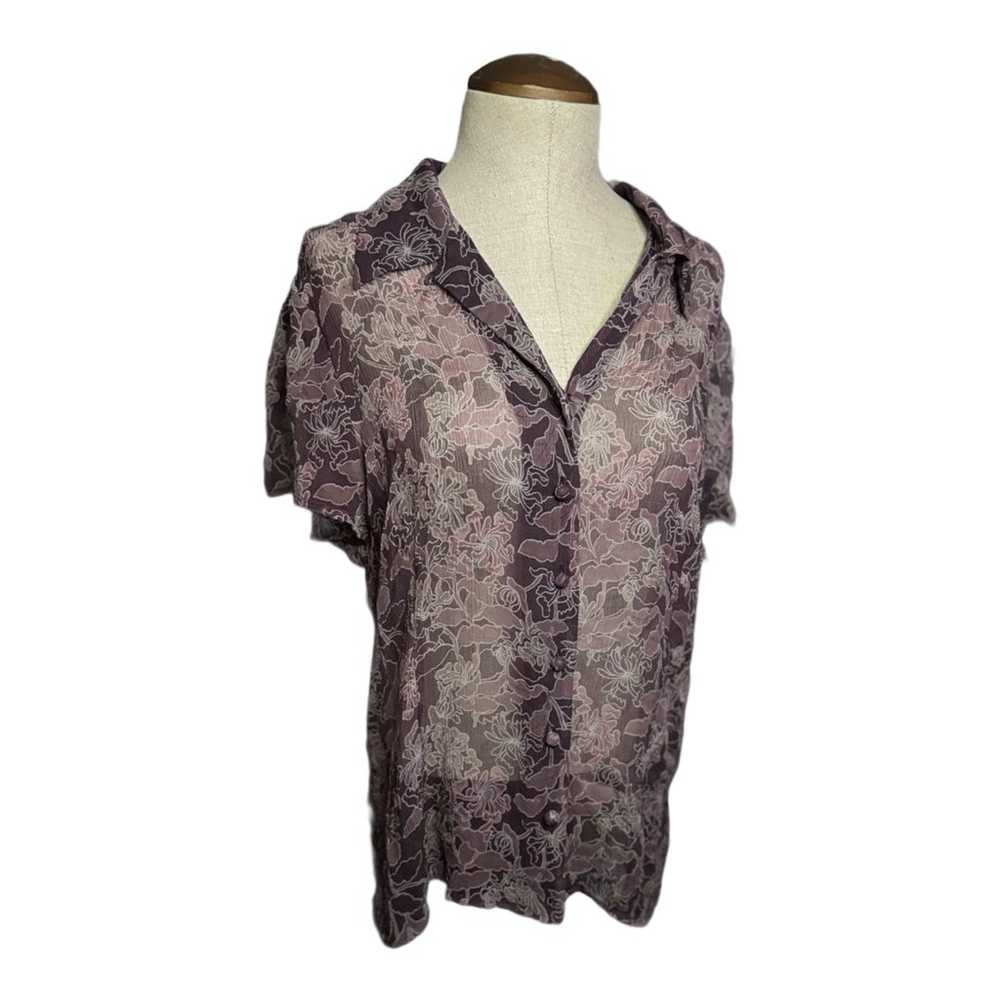 Charter Club Woman Top 16W Sheer Purple Floral Bu… - image 3